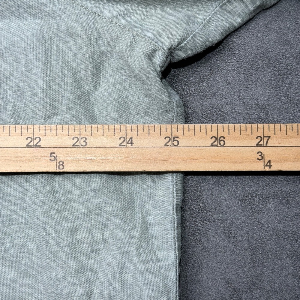 Vtg Cherokee Shirt Womens XL Sage Green Linen Cotton Blend Embroidered Button Up - Picture 5 of 7